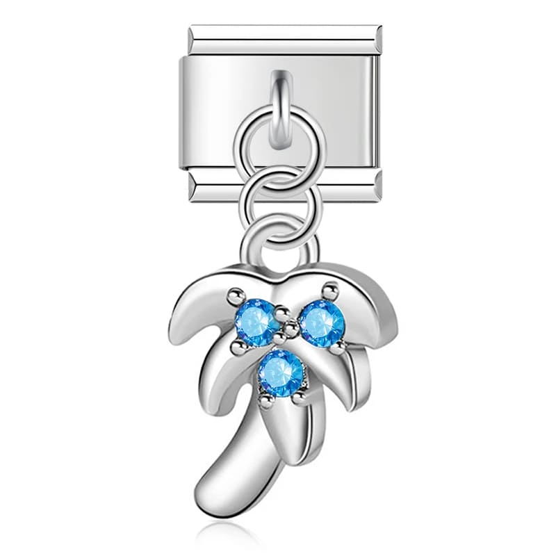 Charm Pendant Coqueiro com Pedra Azul - Blisca®