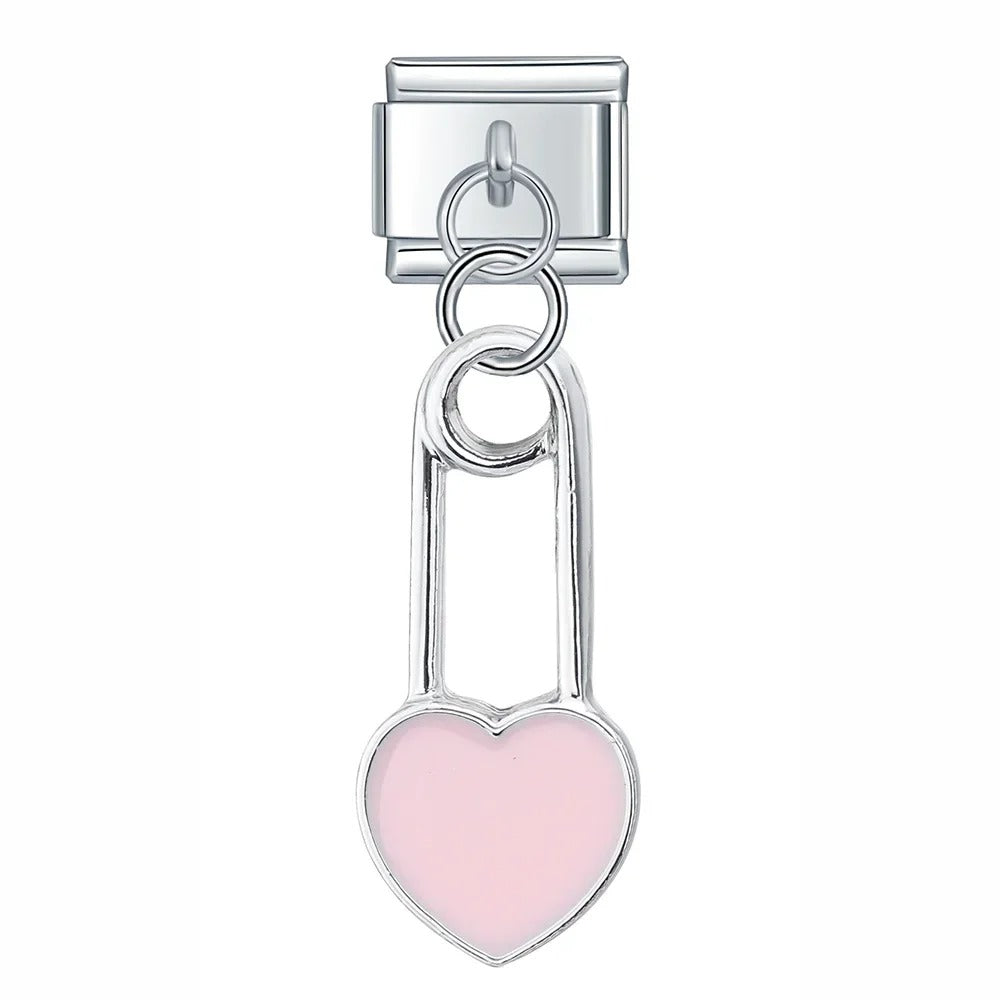 Charm Pendant Alfinete Coração Rosa - Blisca®