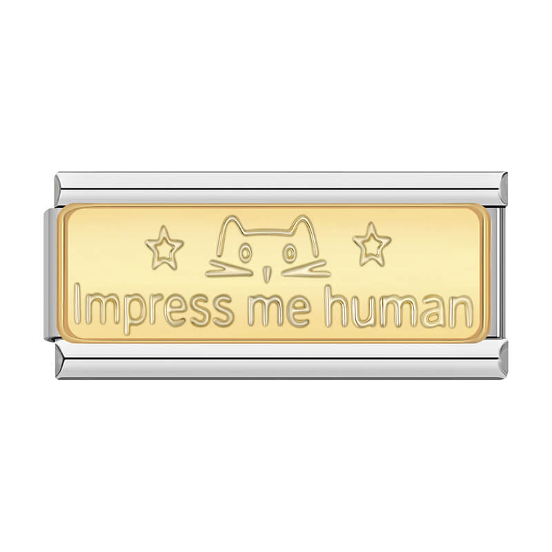 Charm Plaquinha Impress Me Human Gold - Blisca®