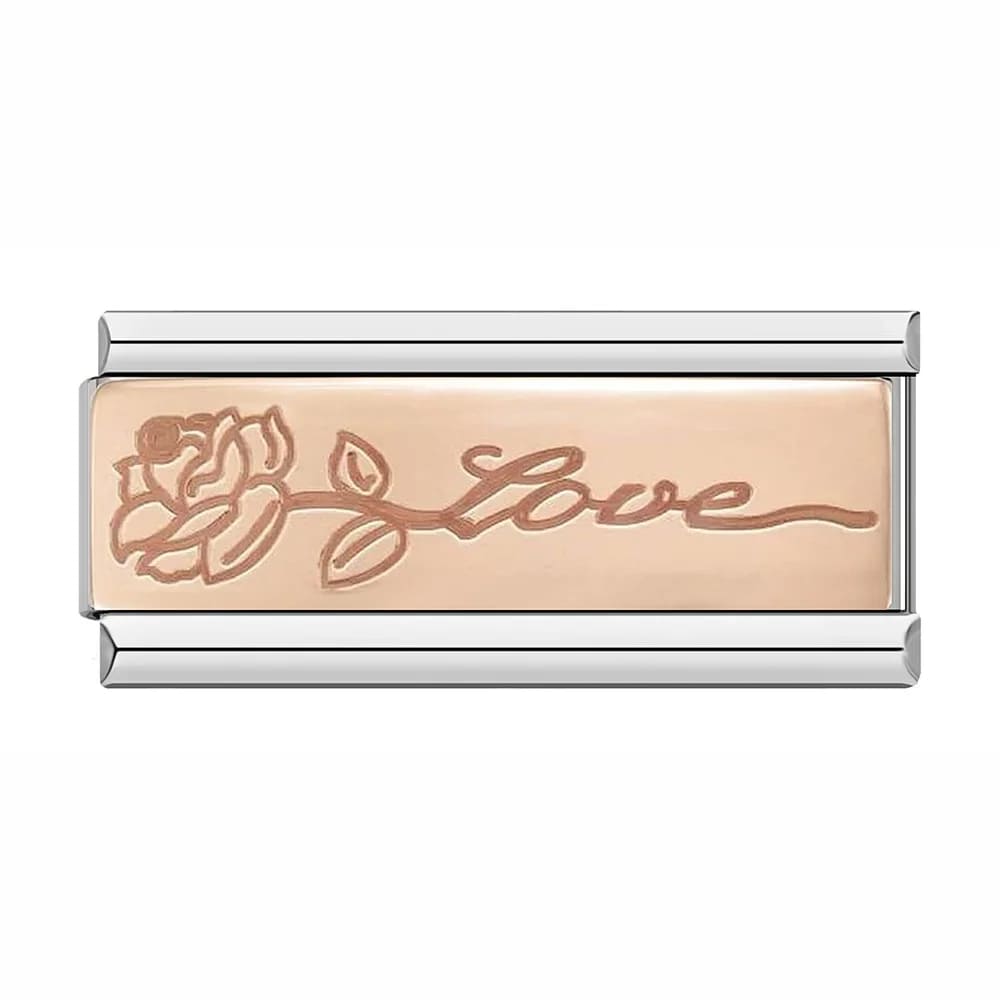 Charm Plaquinha Rosa Love - Blisca®