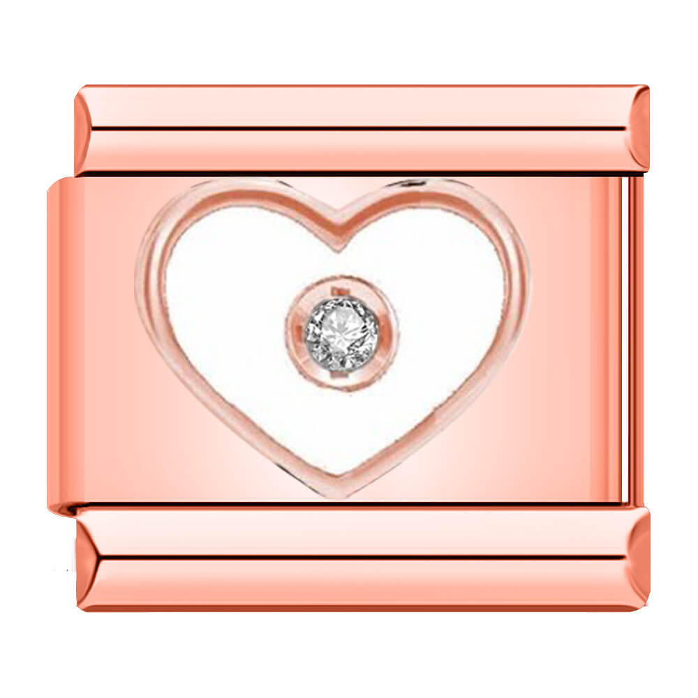 Charm Rose Coração com Pedra de Zircônia - Blisca®