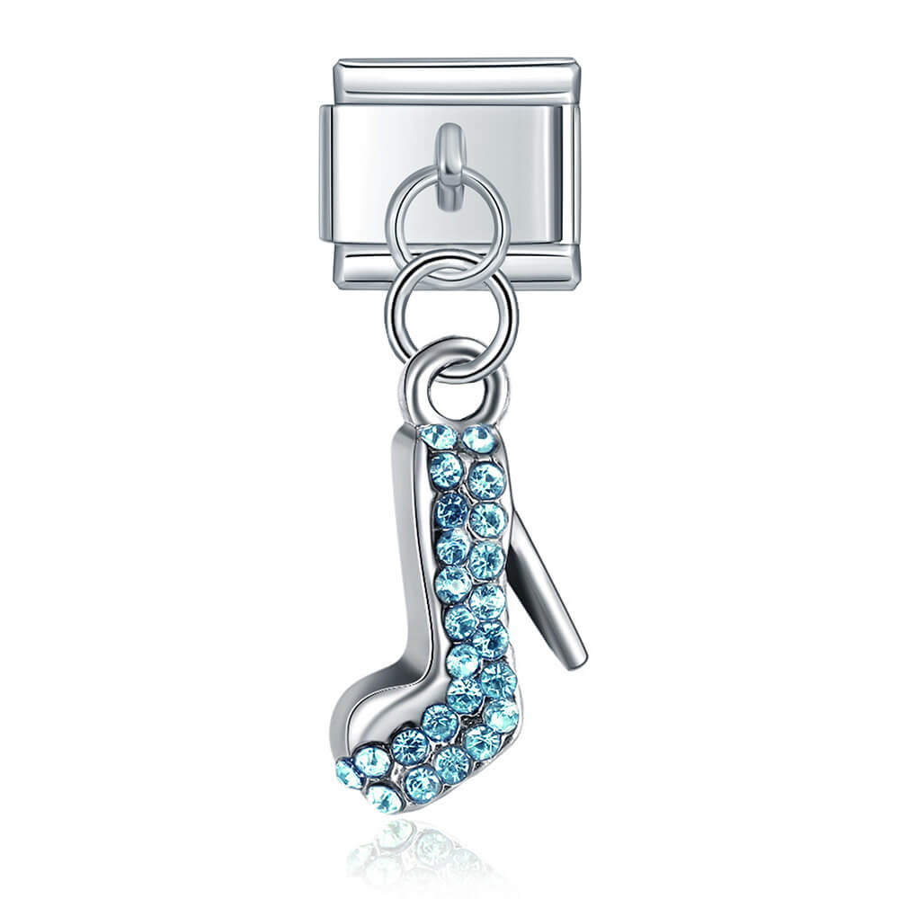 Charm Pendant Salto Alto com Brilhantes Azul - Blisca®