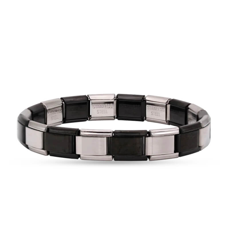 Pulseira Italiana de Charm Mescla Silver Black