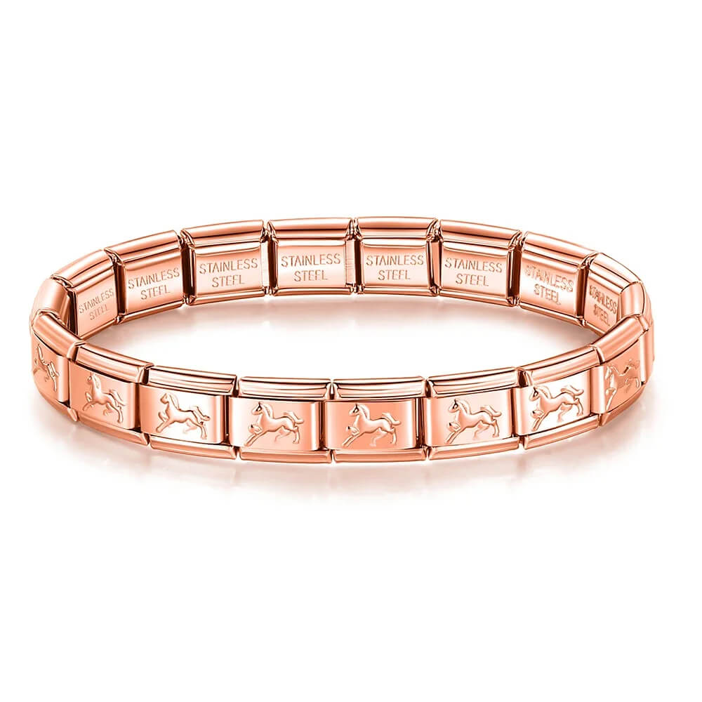 Pulseira Italiana de Charm Cavalo Rose